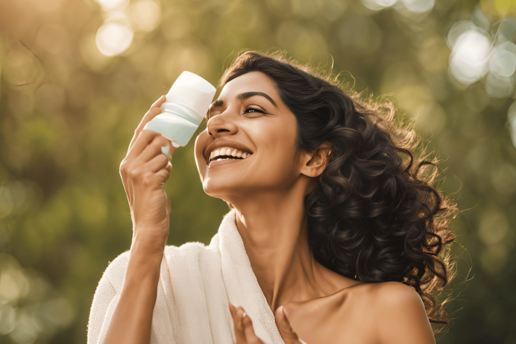 girl applying sunscreen DIY sunscreen recipes for sensitive skin